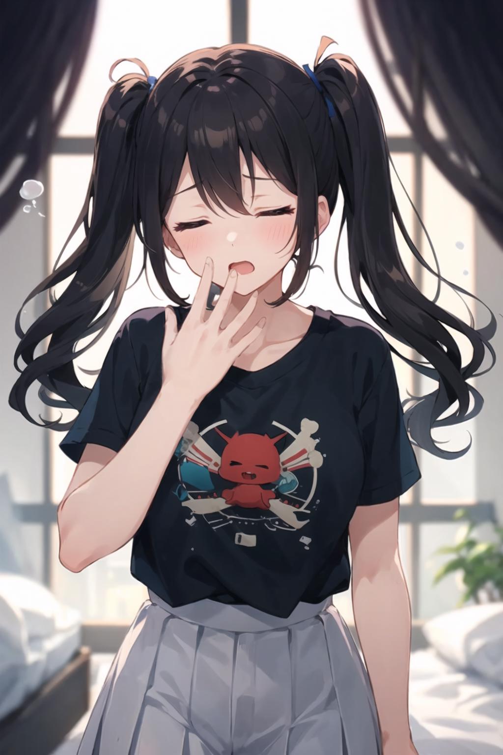 Cute Anime Yawning Girl